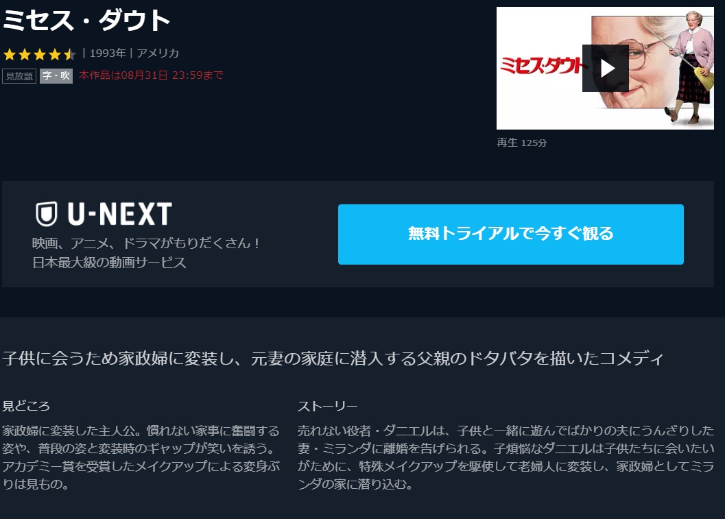 ミセス ダウトの動画 字幕 吹き替え を無料フル視聴する方法 海外映画の動画まとめサイト リリックシネマカフェ