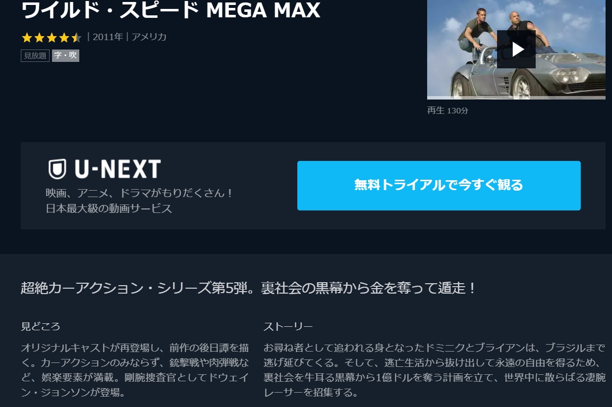 ワイルド スピード Mega Maxの動画 字幕 吹き替え を無料フル視聴する方法 海外映画の動画まとめサイト リリックシネマカフェ